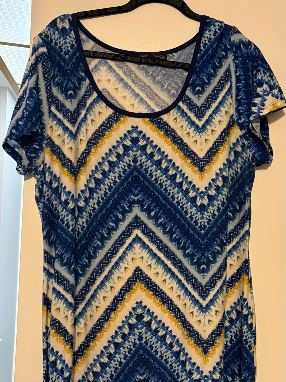 Derek Heart Blue Chevron Maxi Dress with Yellow Accents